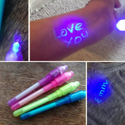 4Pcs Invisible Ink Pen Spy Pen with UV Light